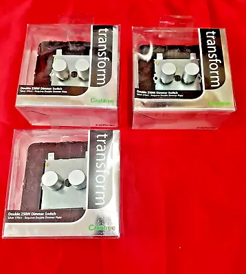PACK OF 3 X Crabtree Transform 250W 2 G Dimmer Switch Silver Effect 3132pu(KS06) • £19.99