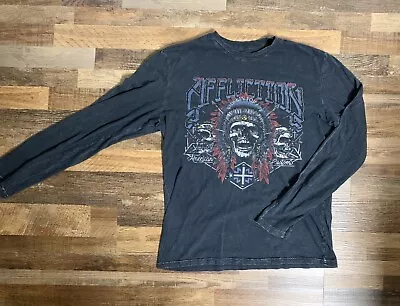 Affliction Long Sleeve T Shirt Mens Large Live Fast/Redskin For Life Skull • $25