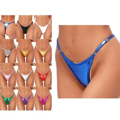 Women's Shiny T-back Briefs Metallic Micro G-string Thongs Knickers Underwear • $8.36
