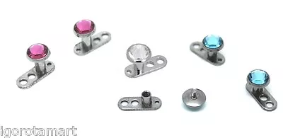 £5.99 • Buy Clear Titanium Plated Steel Dermal Anchor Body & Head Microdermal Piercing Gem
