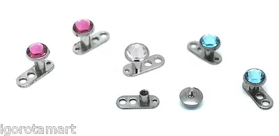 Clear Titanium Plated Steel Dermal Anchor Body & Head Microdermal Piercing Gem • $6.21