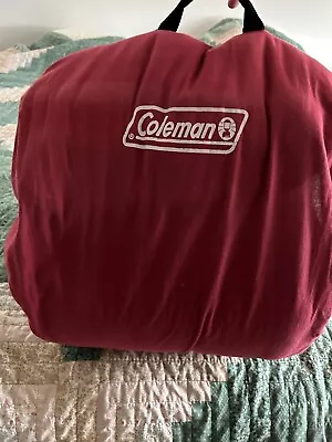 Vintage Coleman Maroon/Plaid Sleeping Bag Flannel Lined ~ Large 33  X 80  • $34.89