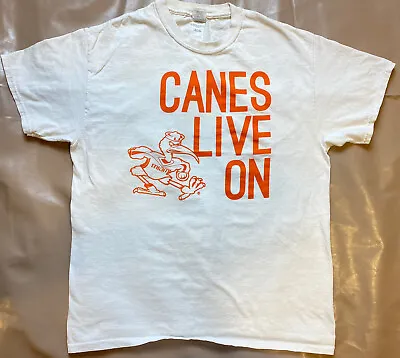 Miami Hurricanes Large Gildan Heavy Cotton White Men T-shirt Vintage • $22