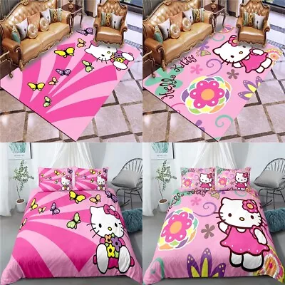 £6.66 • Buy 3D Hello Kitty Cat Bedding Set Quilt Duvet Cover Floor Carpet Doormat Mat Gifts