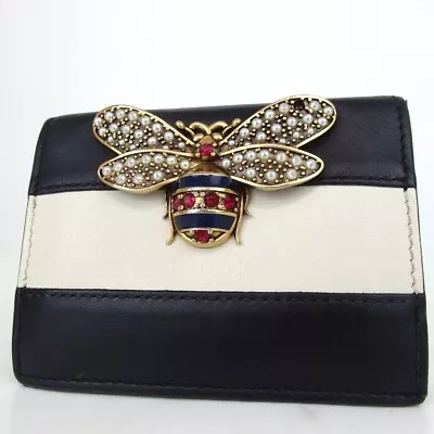Authentic GUCCI 276072.525040 Queen Margaret Bee Wallet Leather [Used] • $102.50