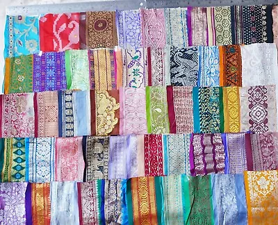 VERY RARE LOT Antique Vintage Sari TRIM LACE EDGING RIBBON 50 Pcs CRAFT • $11.50