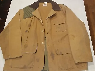 Vintage 70s SafTbak Shooting Hunting Jacket Canvas Size Large Padded Shoulder • $34.99