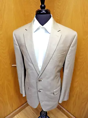 Mens Blazer Sport Coat Jacket Chaps 42r Tan Weave Wool Blend   N-#53 • $24.99