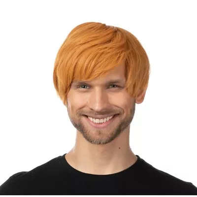 Ginger Mens Popstar Wig Fancy Dress Costume Cosplay Black Short Wig • £11.99