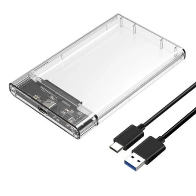 USB Type C To 2.5 Inch SATA HDD SSD Drive External Enclosure Transparent Case • $19.97