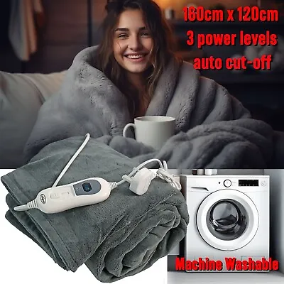 Electric Heated Throw Over Blanket Fleece Single Double Washable 3 Settings • $27.78