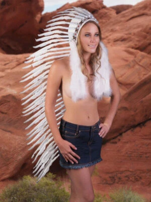$163.29 • Buy Headdress White Indian Feather Traditional Native American Headband Hat Costume
