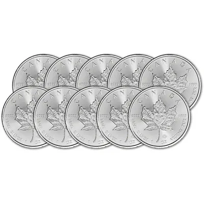 2023 Canada Silver Maple Leaf - 1 Oz - $5 - BU - Ten 10 Coins • $312.31