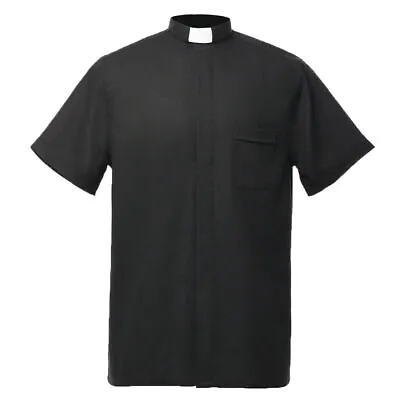 Clergy Shirt With Tab Collar For Men Clerical Minister Priest Pastor Blouse • $27.99
