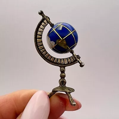 Miniature Vintage Collectible Silver 800 Figure Globe Lapis Lazuli Turquoise 7gr • $142.50