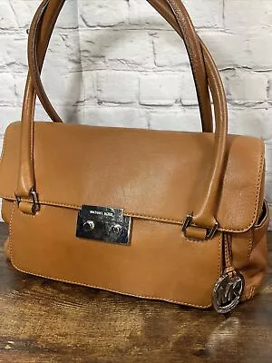 Michael Kors Medium Leather Satchel Top Handle Bag Handbag Purse Lock Closure • $39