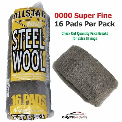 Super Fine Steel Wool Pads # 0000 - High-Quality Professional - 16 Pads Pack • $10.95