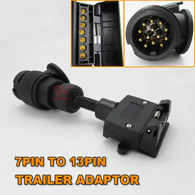 $32.95 • Buy 13 Pin Round European Plug  7 Pin Flat Socket Trailer Adaptor Caravan Connector
