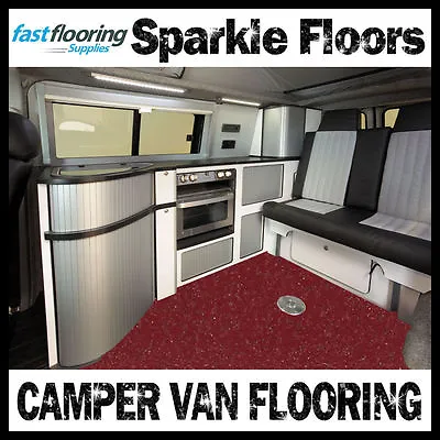 Altro Red Sparkly Camper Van Flooring / Motorhome / Caravan / Safety Flooring • £1