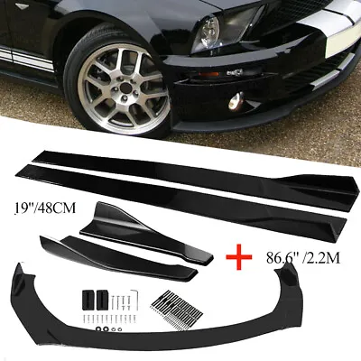 For Ford 05-09 Mustang Glossy Front Bumper Lip Kit Spoiler Splitter&Side Skirt • $99.99