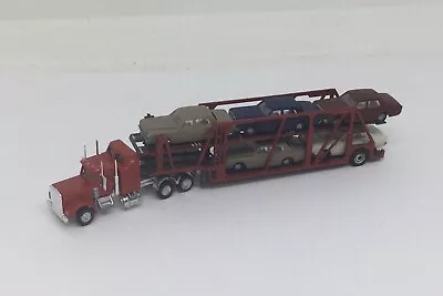 N Scale Custom Painted Con-cor 359 Peterbult Truck 5car Auto Carrier & 5 Cars * • $99.95