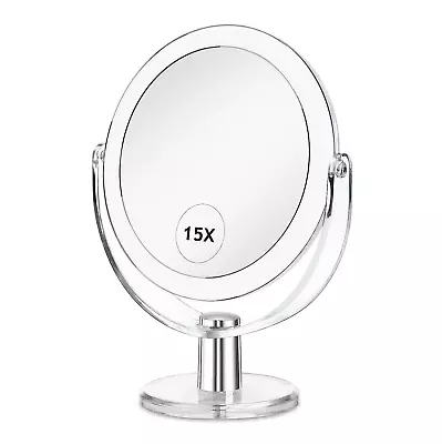 360° Rotate Makeup Mirror With Stand 1X 15X Magnifying Bathroom Tabletop Vanity • $22.50