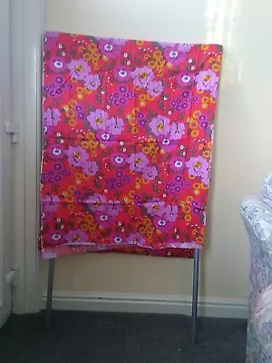Vintage 60's/70's Cotton Material With Red Background And Multicoloured Flowers  • £20