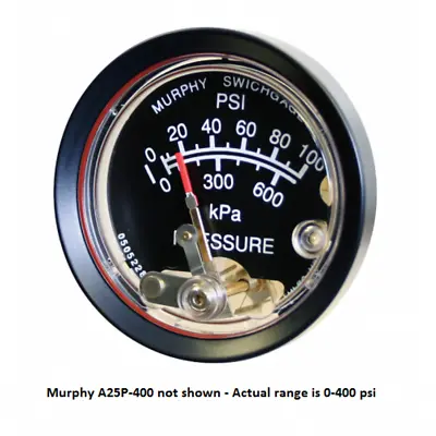 Murphy 0-400 PSI Mechanical Pressure Switchgage 2.5 In. With Polycarbonate Case • $325