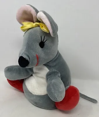 Latitude Enfant France Grey Puppet Mouse Soft Stuffed Toys Plushies Yellow Bow • £3.99