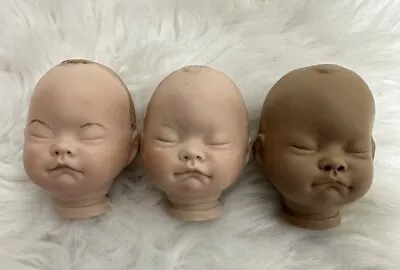 Lot Of 3 Doll Heads Val Shelton “Reasee” Sleeping Baby Making Crafting DIY Repro • $23.99