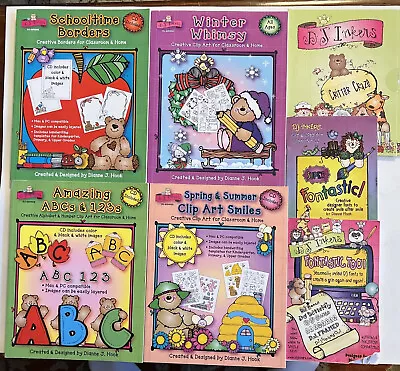 $32 • Buy Lot Of 7 DJ Inkers: Fontastic, Too, Critter Craze, Clip Art Booklets With CDs