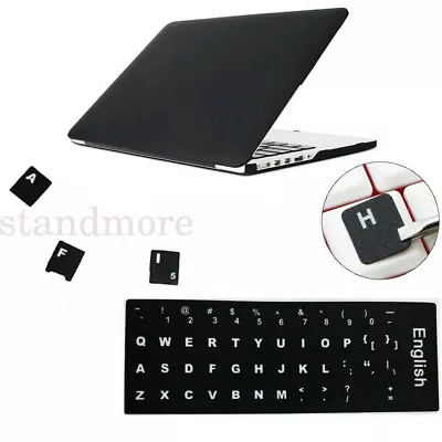 English Keyboard Stickers White Letters On Black For Any PC Computer Laptop • £1.72