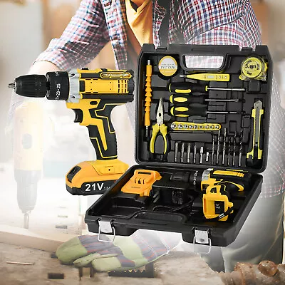 34PCS Drill Set Power Cordless Screwdriver 21V Electric Drill 3/8  W/ 1 Battery • $47.98