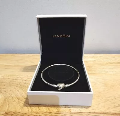 Authentic Pandora Silver Limited Edition Forever Love Heart Bangle • $25