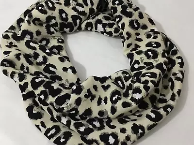 Snood / Fashion Scarf  Cowl Neck In Camel/ Black / Cream Animal Print Drapey Vis • £5.99