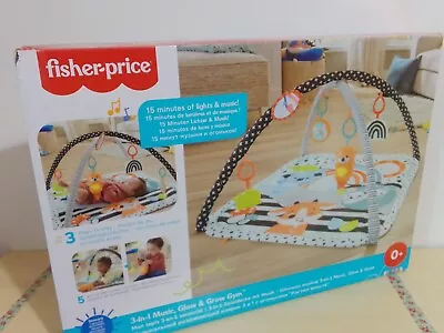 BRAND NEW Fisher-Price 3-in-1 Music Glow And Grow Gym Play Mat • £19.99