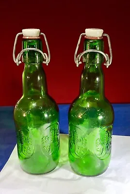 $7.99 • Buy  Grolsch Beer Bottles Green Embossed Porcelain Swing Tops 2 Vintage Empty