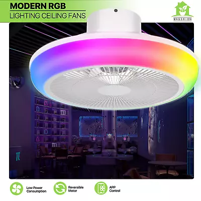 [BLUETOOTH CONTROL+SPEAKER] 18  Bladeless Ceiling Fan 4 Mode Light Kit W/Remote • $79.99