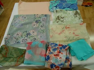 Mixed Lot Of 9 Designer CHALLIS Square & Rectangle Scarf PASTEL COLORS • $24.95