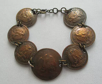 Vintage 1940s Mexican Coin Bracelet WWII Era • $45