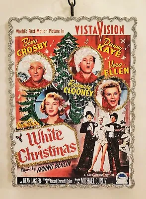 WHITE CHRISTMAS MOVIE POSTER * Glitter CHRISTMAS ORNAMENT * Vtg Img • $10.50