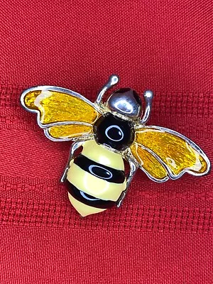 Vtg Signed MJ Marie Jennifer Enamel Silver Collectible Bee Brooch/Pendant Great • $23.28