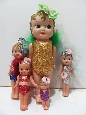 Vintage Set Of 5 Celluloid Kewpie Carnival Dolls 1930s Made In Japan • $75.50