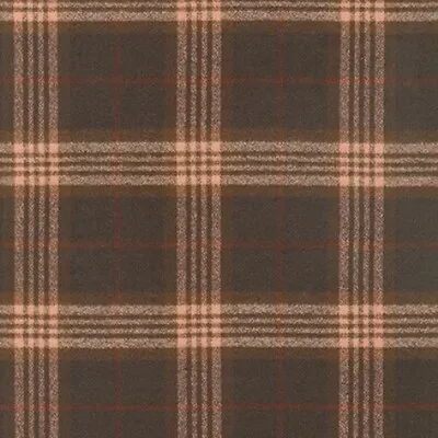 Fabric Cotton Organic Flannel Plaid Cocoa Dark Brown Mammoth Robert Kaufman • $4.99