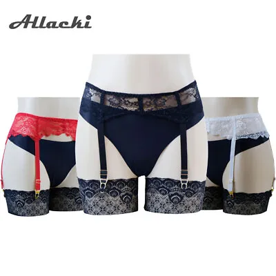 Allacki Women's Hollow Lace Garter 4 Straps Suspender Belt Nightwear Lingerie • £12