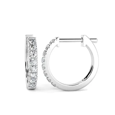 Special Offer..!!  0.30 Ct Round Diamond Hoop Earrings In White Gold For Women • £199
