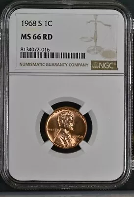 1968-S MS 66 NGC U.S / United States 1c Lincoln Memorial Cent • $16