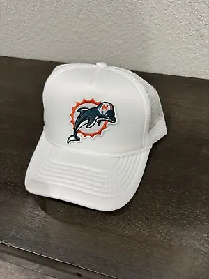 MIAMI DOLPHINS Throwback 1997 Logo White Foam Panel Mesh Snapback Trucker Hat • $22