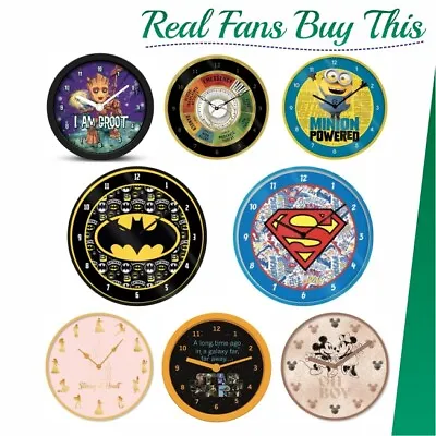 £12.99 • Buy Wall Clock Batman Superman Wizarding Minions Mickey Mouse Star Wars Princess Log