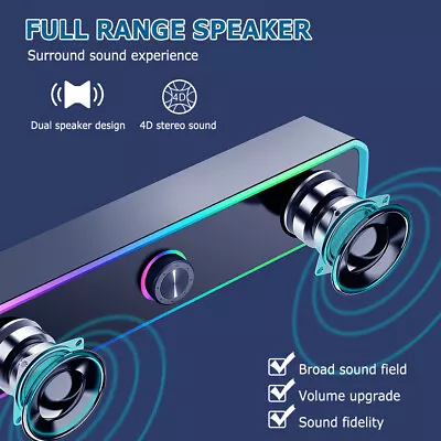USB Wired Computer Speakers 3.5mm Stereo Surround Sound Subwoofer For PC Laptop • $22.99